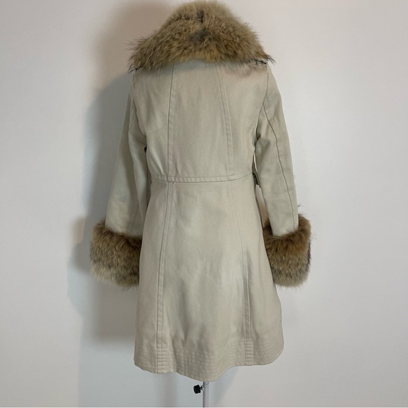 Marc by Marc Jacobs Fur trimmed Lined Pea Coat zip up cream size XS pockets - Picture 5 of 11